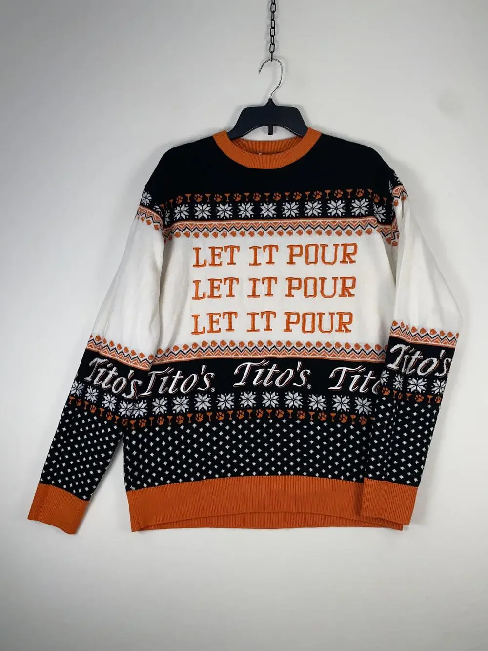 Tito's Handmade Vodka Sweater Mens Large Multicolor Let It Pour Ugly Christmas